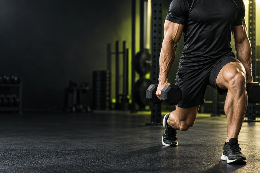 Sportieve lunge met dumbbells