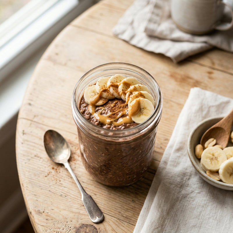 De Mass Machine: Chocolade-Pinda Overnight Oats