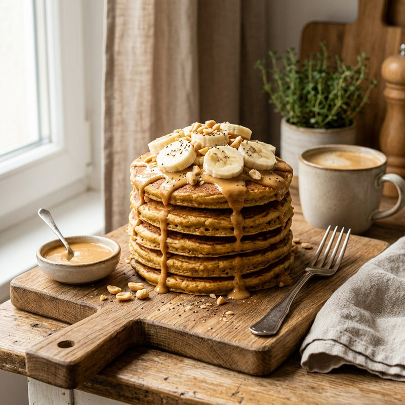 De Bulk Stack: Pindakaas-Banaan Protein Pannenkoeken