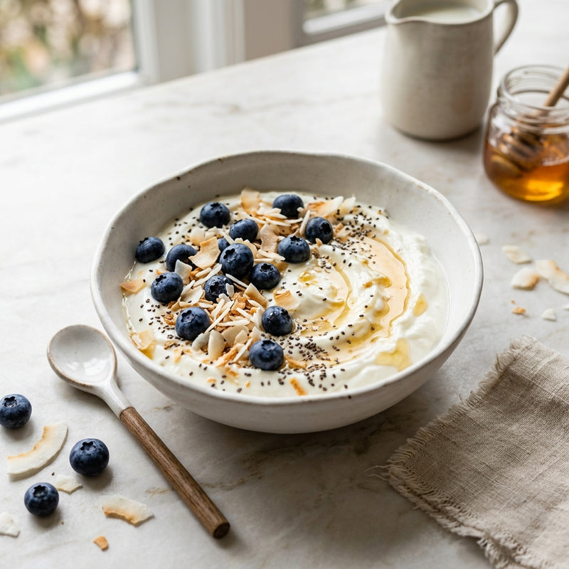De Muscle Reset: Kokos-Bosbessen Yoghurt Bowl