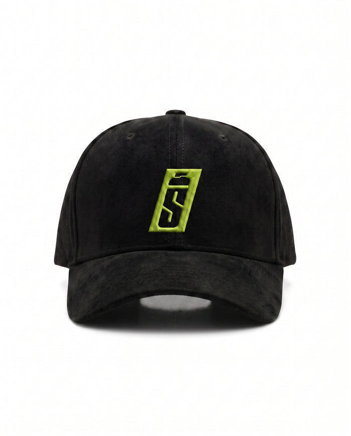 Shakely Signature Suede Cap - Black & Lime Green